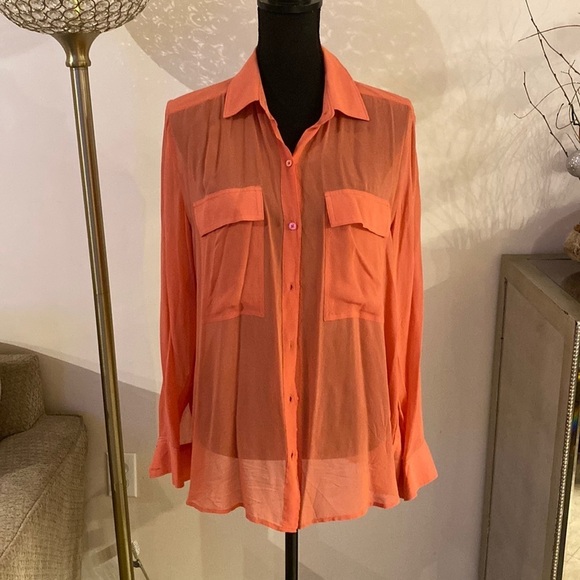 CLUB Monaco silk blouse size L - Picture 1 of 5